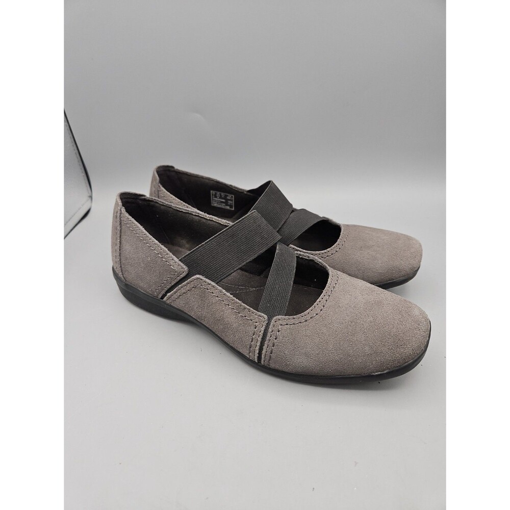 Clarks Women's Gray Suede Cross Strap Slip On Flats Size 9.5M